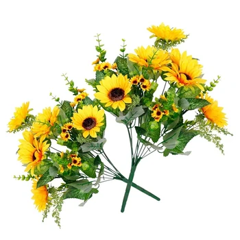 

2 Bunches Artificial Flowers Fake Sunflowers Bouquet Wedding Bouquet Arrangements Indoor Garden Decorations Party Decor