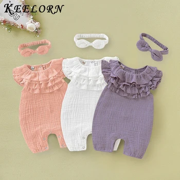 

Keelorn Toddler Baby Rompers New Summer Baby Jumpsuits Girls Lace Cute Clothes Ruffles Sweet Romper Kids Pullover Clothing