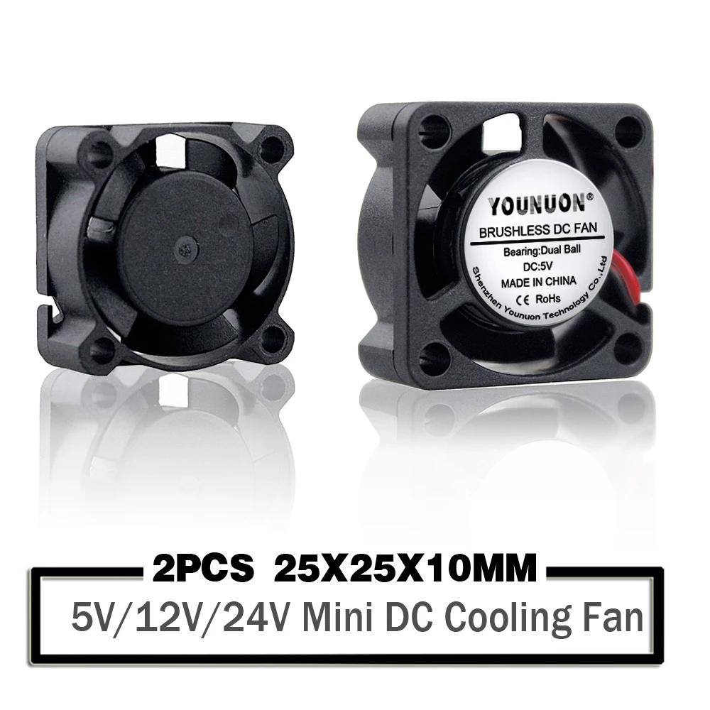 Ventilador de Refrigeração Peças Rolamento de Esferas Duplo 25x25x10 mm 25 mm 5v 12v 24v Placa de Vídeo Ventilador M.2 Ventiladores Ssd