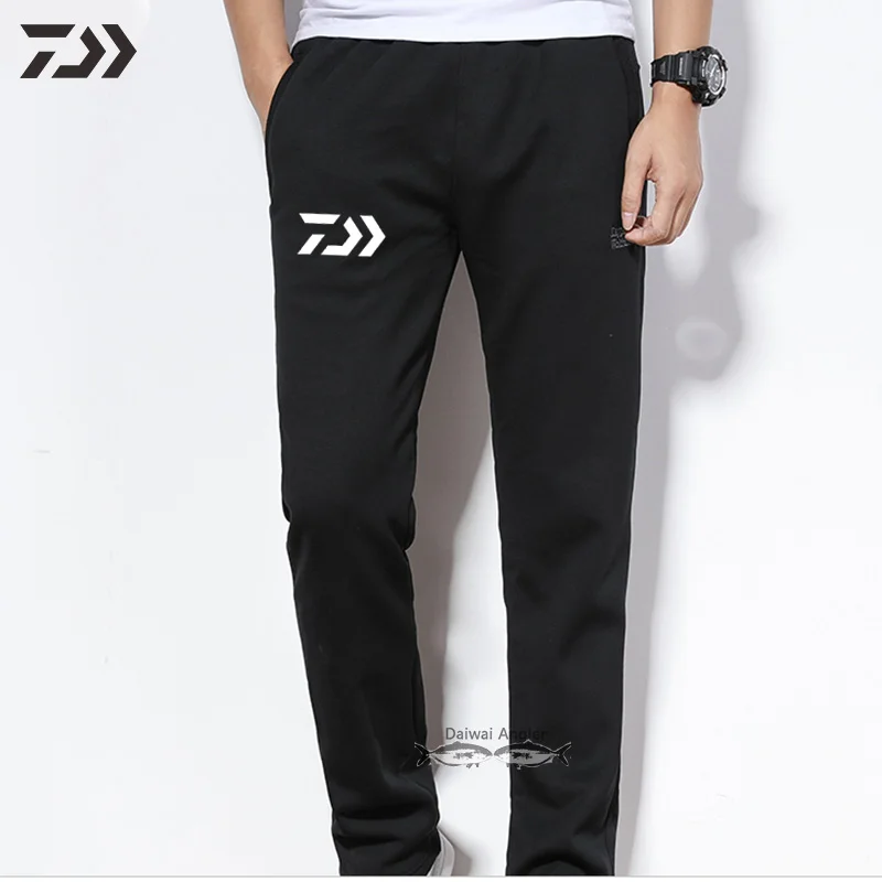 Daiwa тепловые брюки для рыбалки мужские зимние кашемировые толстые рыболовные одежда для пеших прогулок спортивные ветрозащитные карманные брюки одноцветная одежда L-7XL - Цвет: Черный