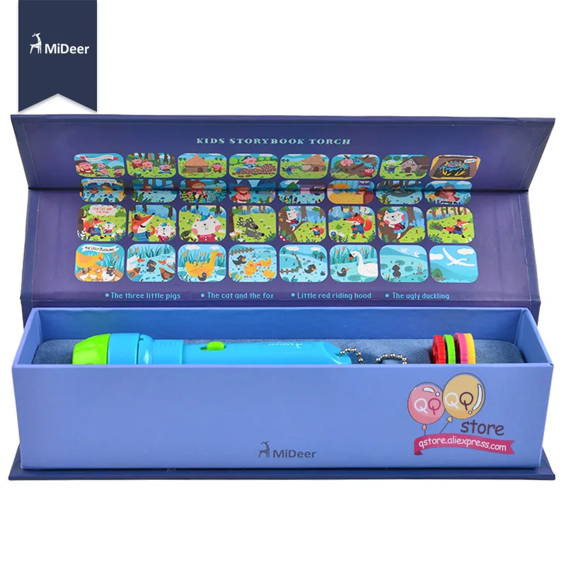 Goedkoop Mideer Mini Projector Fakkel Educatief Licht up Speelgoed voor Kinderen Kids Ontwikkelen Spelen Slapen Verhalen Voeren Set Kind Gift
