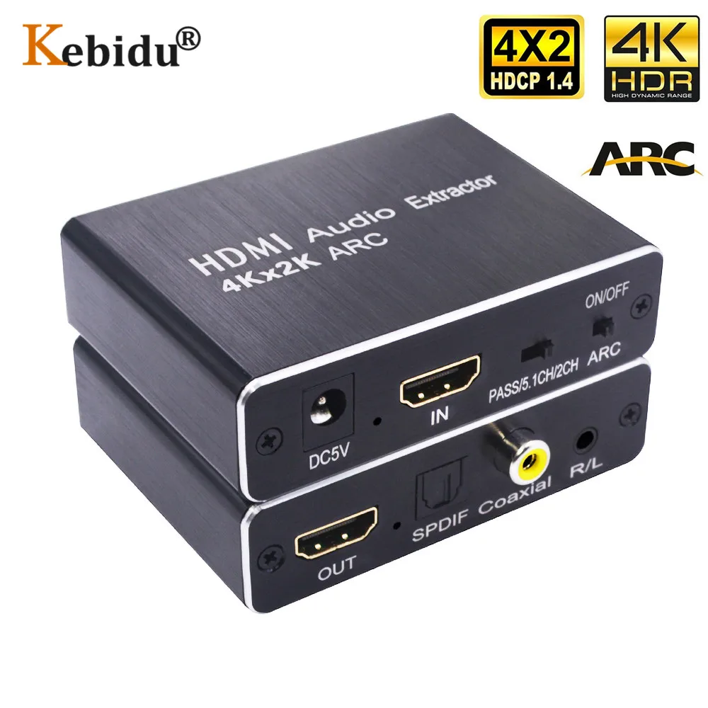 ARC HDMI аудио экстрактор пропуск 2/5. 1 каналов 4K x 2K HDMI аудио экстрактор сплиттер HDMI к аудио экстрактор оптический TOSLINK SPDIF