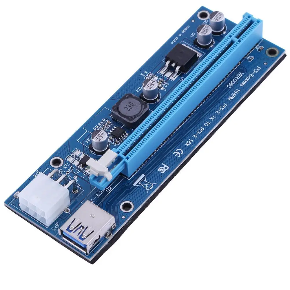6pin PCI-E USB3.0 1x к 16x переходник Райзер карта для майнинга специальная PCIe конвертер