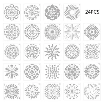 

24Pcs/Set Mandala Drawing Template Stencil Painting Embossing Scrapbooking DIY Diary Decorative Art Craft