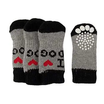 

4Pcs Anti-Slip Dog Socks&Cat Socks with Warm Soft Pet Paw Protection Socks for Small Medium Large Pets