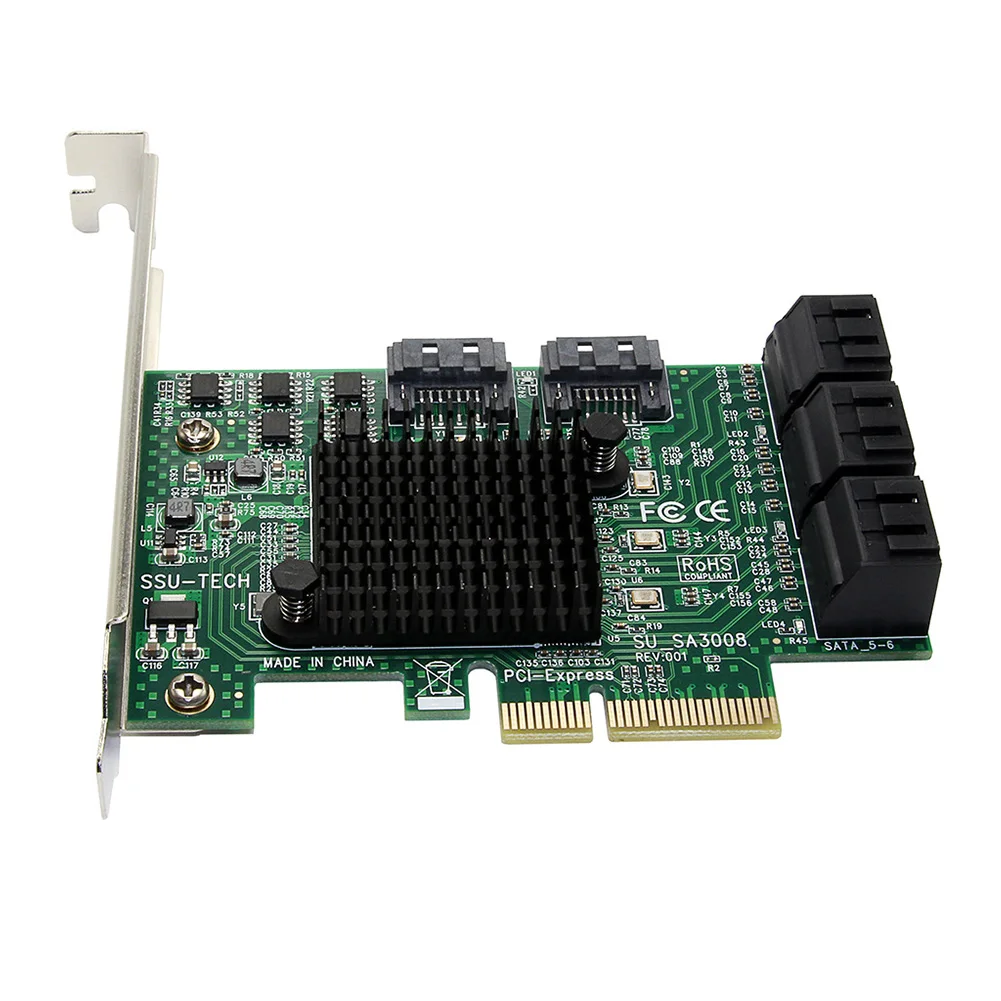 

8 Ports Adapter Riser Controller Card Computer Supplies Expansion Tablets Add-on Durable Parts Accessories PCI-E To SATA 3.0