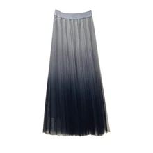 Новое поступление, Женская Осенняя плиссированная юбка, сетка, шикарный градиент цвета, эластичная талия, повседневная женская юбка