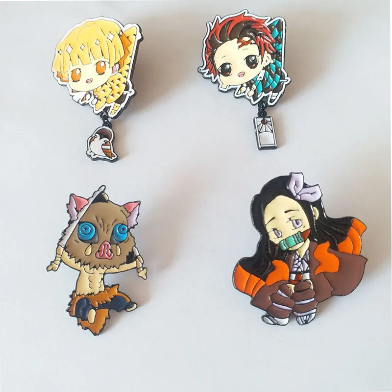 Брошь из аниме рассекающий демонов Kimetsu No Yaiba и эмалированная Булавка С