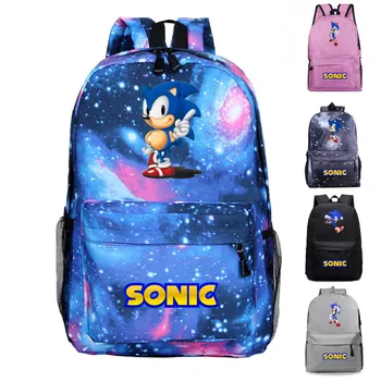 

Casual preppy style Cartoon backpack large capacity Sonic panelled students school backpacks Backpack Laptop Mochilas