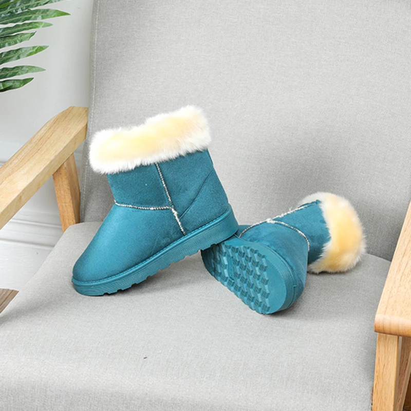Rimocy Winter Thicken Plush Snow Boots Women Fashion Buckle Warm Fur Ankle Boots Woman Slip on High Platform Shoes Female