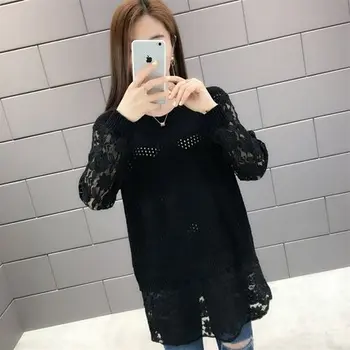 

NEW 2019 autumn dress women's new long lace long sleeve sweater women's bottoming shirt loose coat