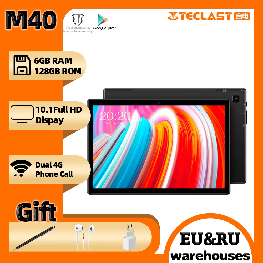 Teclast-tableta pc M40 de 10,1 pulgadas UNISOC T618, ocho núcleos, Android 10, 6GB RAM 128GB ROM, llamada telefónica Dual 4G, Bluetooth 5,0, tipo OTG-C