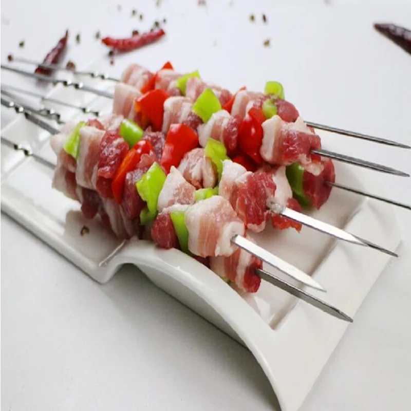10pcs Stainless BBQ Sticks Steel For Skewer Reusable For Outdoor Camping Picnic Tools Cooking tools Barbeque Tools