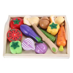 Jouet de cuisine en bois, Simulation de légumes magnétiques coupés pour voir la maison, jouets éducatifs pour enfants, cadeaux pour filles 