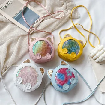 

Shiny Mini Children Handbag PU Rivet Children's Shoulder Bag Hot Pink Candy Change bags Kid Evening Party Birthday Purse Bags