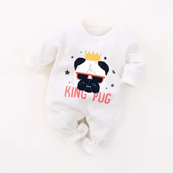 

PatPat Unique Pug Print Long-sleeve Jumpsuit for Baby Snap Closure Soft Comfy O-neck
