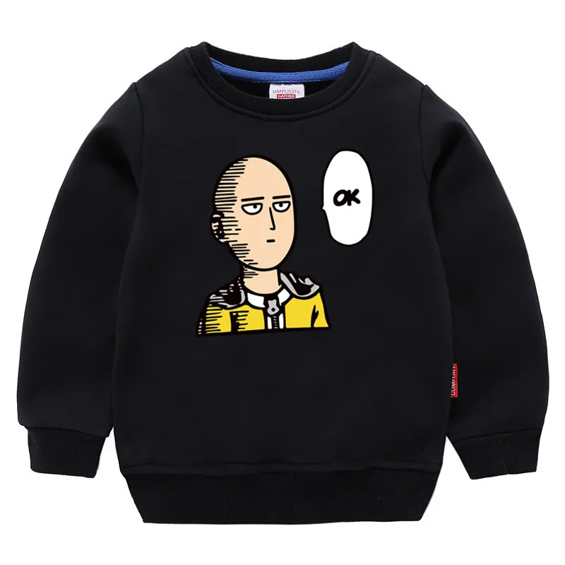 T47A-black Детские хлопковые толстовки с капюшоном с принтом «One Punch Man» для девочек; детский хлопковый пуловер; топы для маленьких мальчиков; осенняя одежда - Цвет: T47A-black