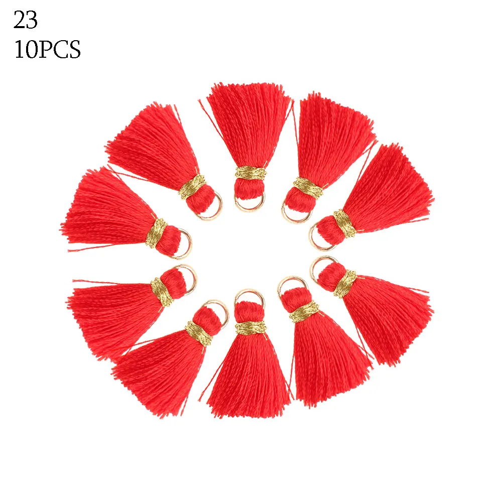 10pcs 2cm Mini Colorful Silky Tassels Pendant Drop Jewelry DIY Boho Bracelet Necklace Earring Hanging Garment Making Supplies - Цвет: 23