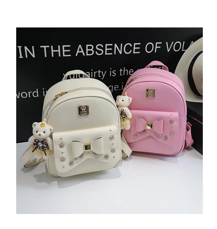 2019pu New Style Set Backpack WOMEN'S Bag Wish Supply of Goods Sweet Ladies' Backpack Car Suture Soft Surface Bag