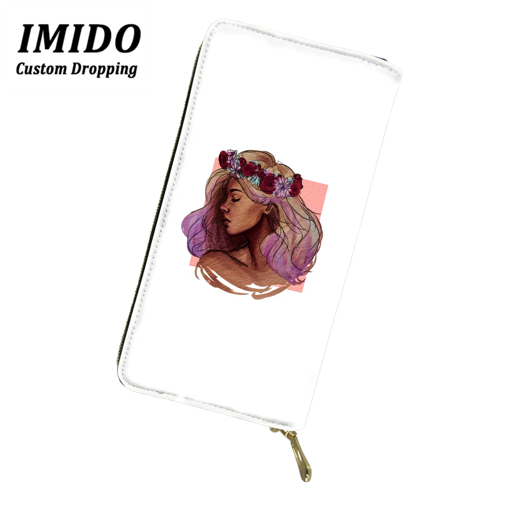 IMIDO, модный кошелек, Черная Королева, африканская девушка, узор, многофункциональные кошельки на молнии, Женский кошелек, сумка для мобильного телефона, кошелек, Carteras - Цвет: wll5100