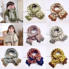 Детский корейский вязаный мягкий теплый осенне-зимний шарф в горошек для мальчиков и девочек, шали, шарфы