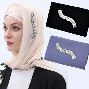 

Luxury Dubai Women Handmade Crystal Plain Bubble Chiffon Scarf Wedding Hijabs Muslim Islamic foulard Shawls and Wraps Head Scarf