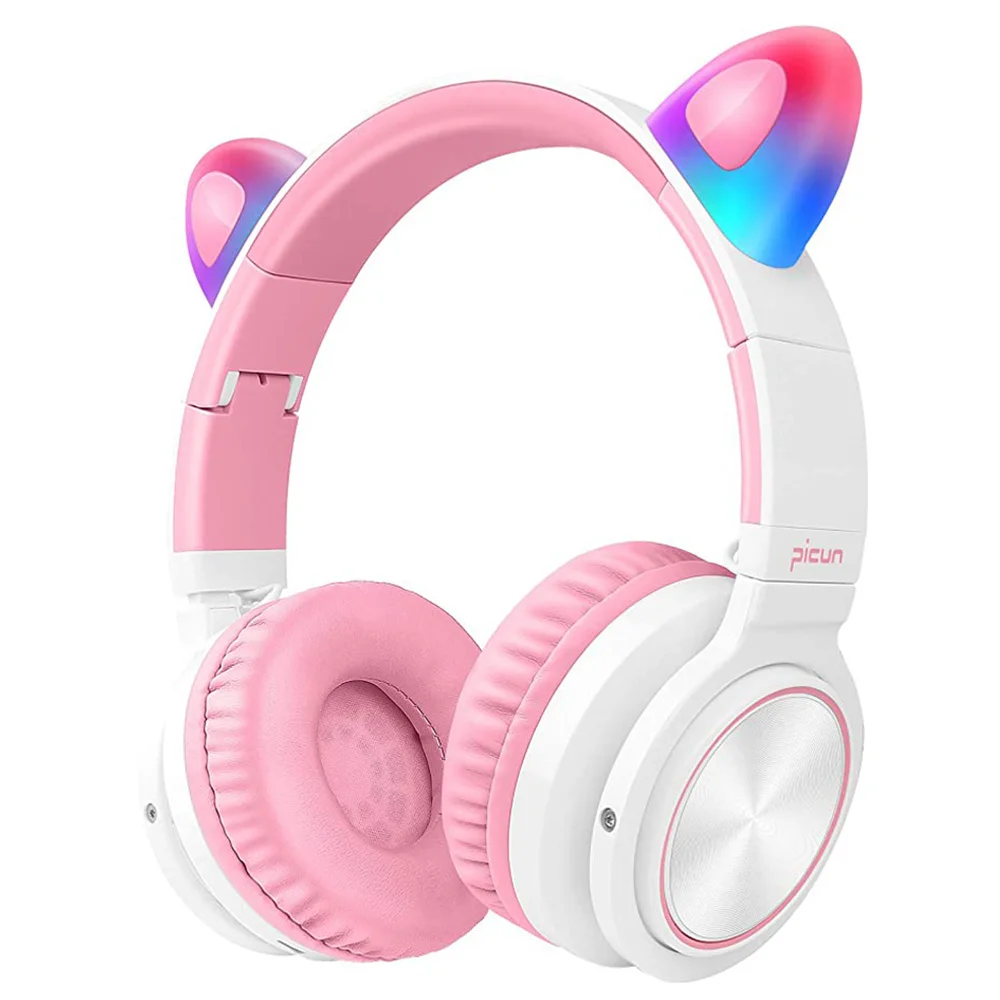 Kids Cute Cat Bluetooth 5 0 Headphones LED light Cat Ears Wireless Headphone TF Headset Hifi Stereo For Girl kid Phone Pc