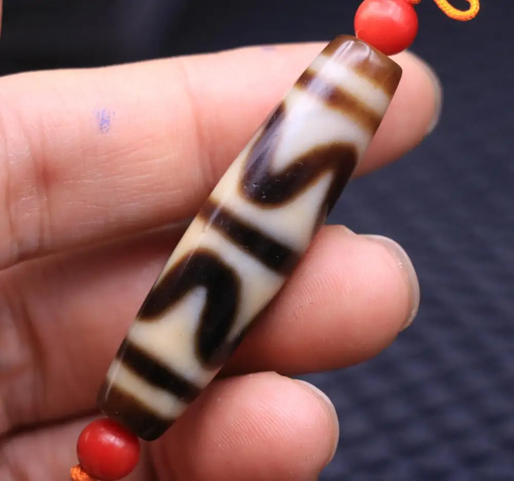 Подвеска из тибетского старого агата цвета слоновой кости с двойным тигровым