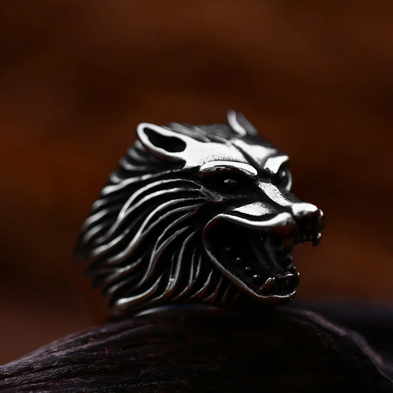 Steel Soldier Stainless Steel Punk style Animal Ice Wolf Ring Dark Vintage series Fashion unique stainless steel ring animal ring finger ring