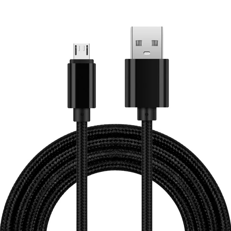 Сверхмощный металлический Плетеный IOS Micro USB USB-C Кабель зарядного устройства 1 м 2 м 3M для iPhone X 7 6 5 8 8 плюс XS - Цвет: Black micro cable