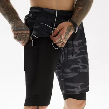 

quick drying shorts gym yoga Training shorts Men's 2 in 1 Joggers Shorts Workout Shorts Lightweight Fitness shorts with pockets
