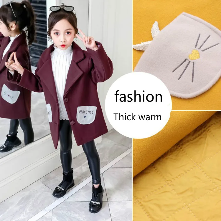 

New winter girls double-sided woolen coat thick cat cat coat