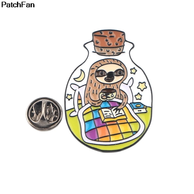 20 шт./лот A2498 Patchfan Ленивец в бутылке цинк pride pins para рюкзак одежда металлические значки броши для сумки рубашки insignia