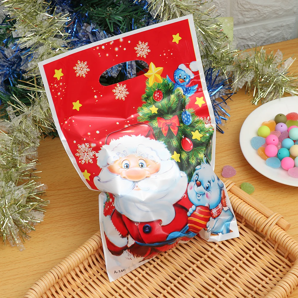 10 шт. ПВХ Снег узор Санта Клаус пакет для печенья пакет рождественские подарочные сумки-тоут домашний Декор рождественские аксессуары