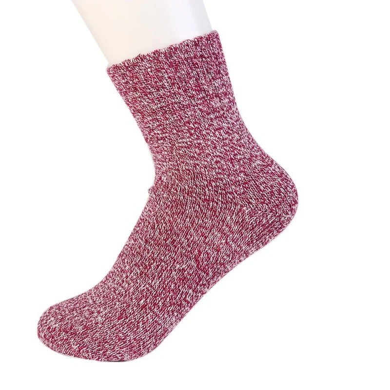 Зимние теплые толстые вязаные носки Модные осенние Однотонные эластичные носки утолщенные женские носки Harajuku - Цвет: Фиолетовый