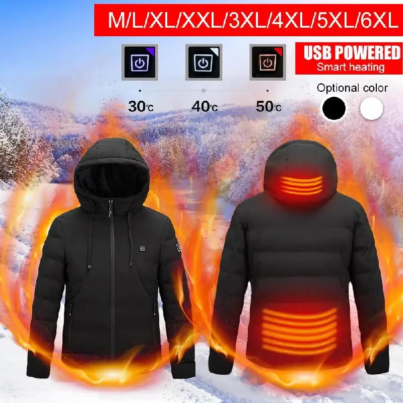 

Electric Heated Jackets Vest Down Cotton Outdoor Coat USB Electric Heating Hooded Winter Thermal Warmer Jackets Winter Outdoor