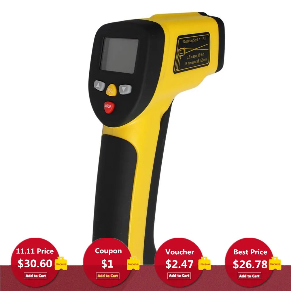 

Multi Purpose Dual Laser LCD Display IR Infrared Thermometer -50 To 1050 Degree Celsius Temperature Meter Sensor HT-819