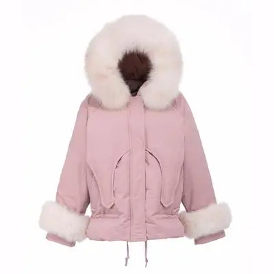 Fitaylor, новинка, натуральный меховой воротник, пуховик на утином пуху, зимняя куртка, женская короткая пуховая куртка с капюшоном, Женская свободная Толстая теплая зимняя верхняя одежда - Цвет: Pink 2