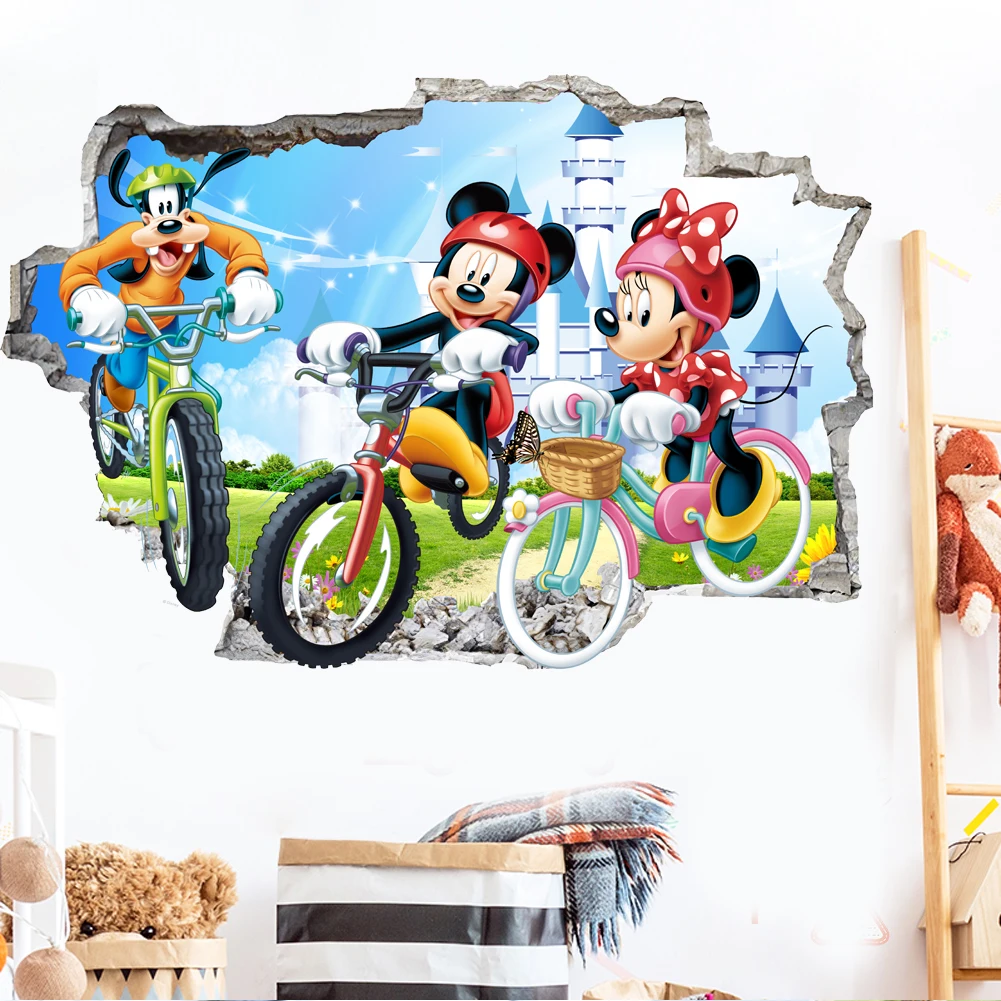 Self-adhesive Wall Sticker Disney Classic Minnie And Mickey Mouse Fashion  Luxury Art Posters Wall Pictures For Kids Room Decor - AliExpress