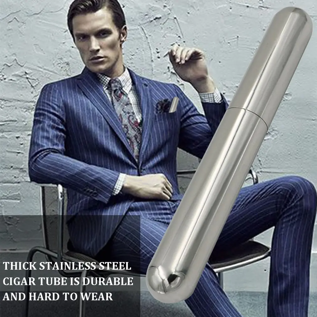Multi-Function Portable Thick 201 Stainless Steel Cigar Tube Single Cigar Tube Smoking Set Easy To Use