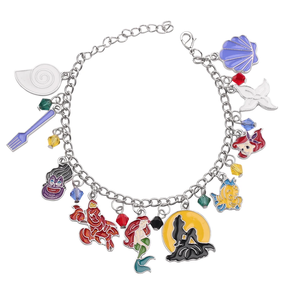 Bracelet Jewelry Disney Marvel Movie Peripheral Winnie the Pooh Bear The Little Mermaid Moana Stitch Charm for Women Girl Gift for Bracelet Jewelry Movie Jewelry Ornament