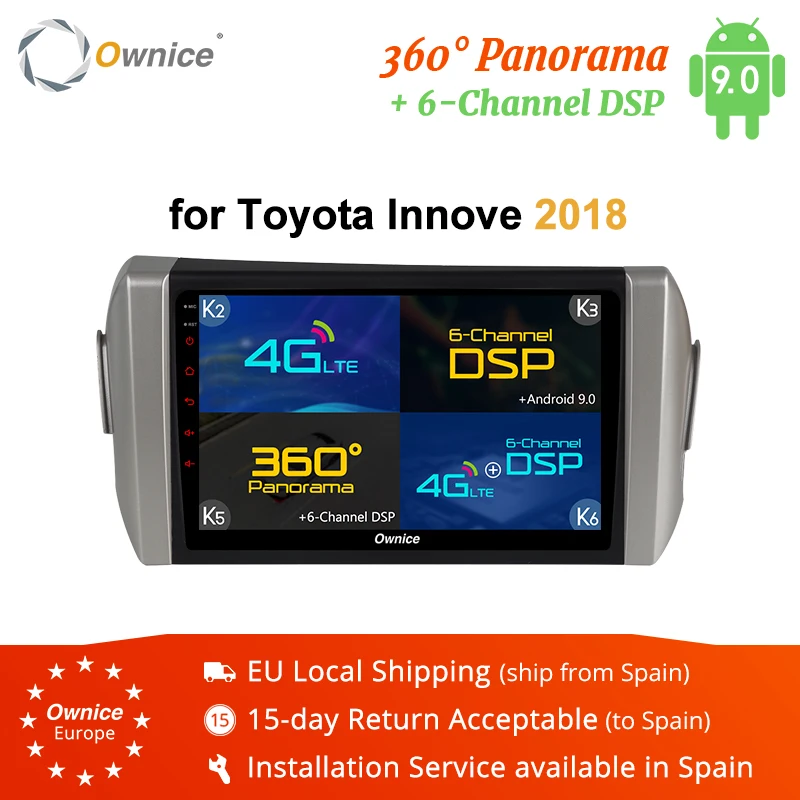 Ownice K3 K5 K6 2 DIN радио Восьмиядерный Android 9,0 360 Panorama автомобильный DVD gps навигационный плеер для Toyota Innova 4G LTE DSP