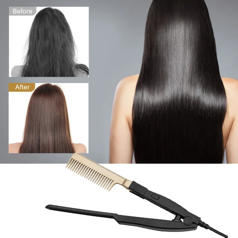 Heated Hair Straightener Hot Comb Straightener Iron Wet Dry Use Electric Alloy Straightening Brush Hair Straight Styling Tools 3