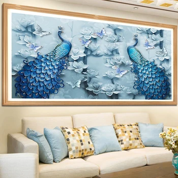 

5D DIY Diamond Painting Full Round Peacock Rhinestone Diamond Embroidery Cross Stitch Mosaic Home Decoration