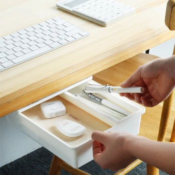 

Self-Adhesive Under Desk Drawer Hidden Storage Box Makeup Organizer Self Stick School Stationery Case Pencil Tray Pen Holder NEW