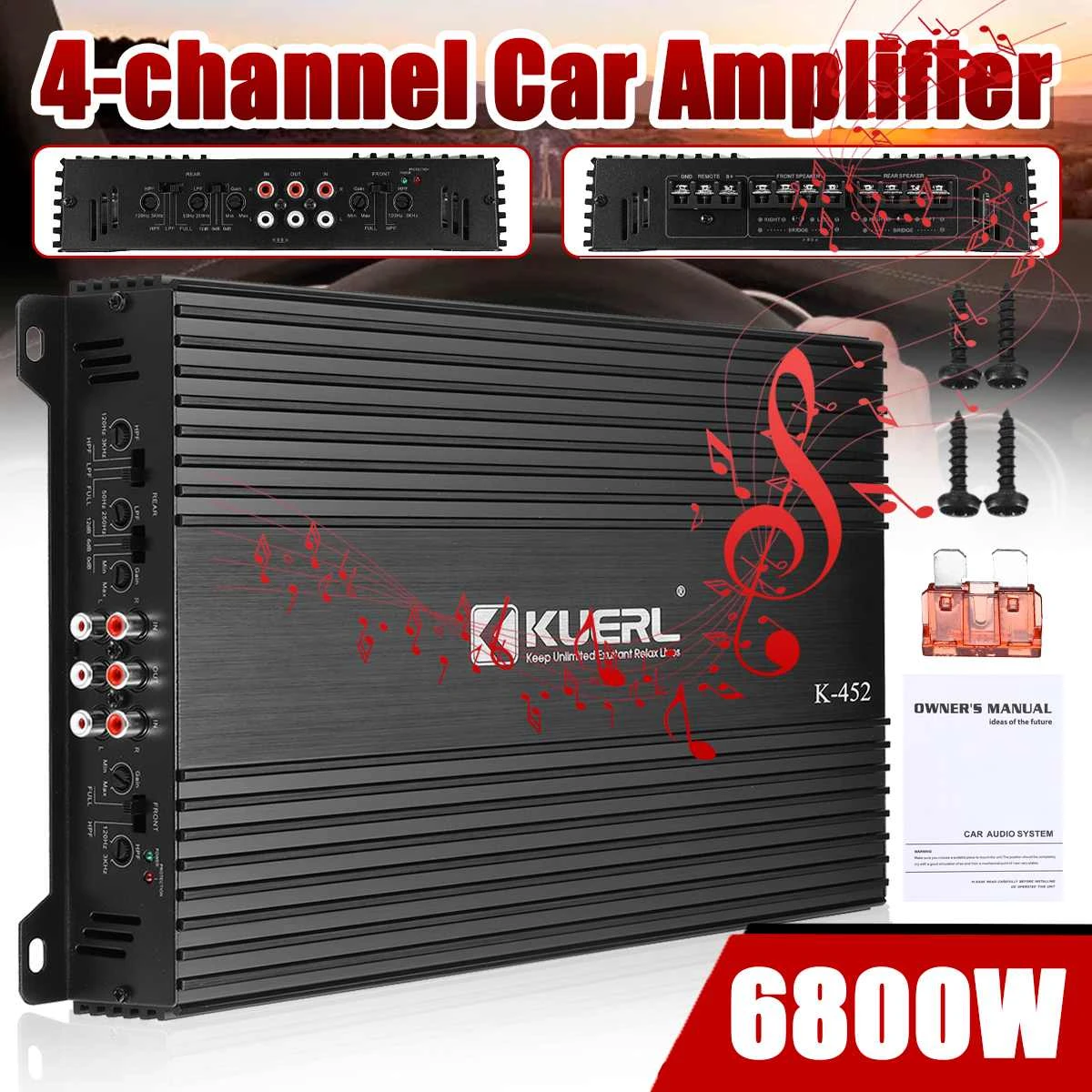 6800W 4 Channel Car Amplifiers Subwoofer Speaker Audio Amplifier Vehicle Subwoofer Bass Amplifier Enclosure Auto Sound Car Audio 5 channel amplifier