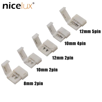 

10pcs/lot Solderless LED Strip Connector 8mm-2pin 10mm-2pin 10mm-4pin 12mm-2pin 12mm-5pin Free Welding LED RGB RGBW Connectors