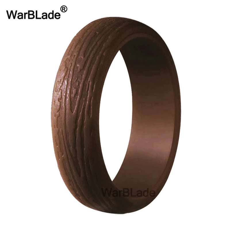 Fashion 5.7mm Tree Pattern Silicone Rings For Women Wedding Rubber Bands Sports Hypoallergenic Flexible Silicone Finger Ring - Цвет основного камня: brown