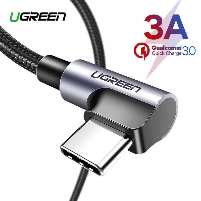 Ugreen 3A usb type C 90 градусов USB C кабель для samsung Galaxy S10 S9 Plus Xiaomi Mi 8 6 MAX 3 LG USB C кабель для быстрой зарядки данных