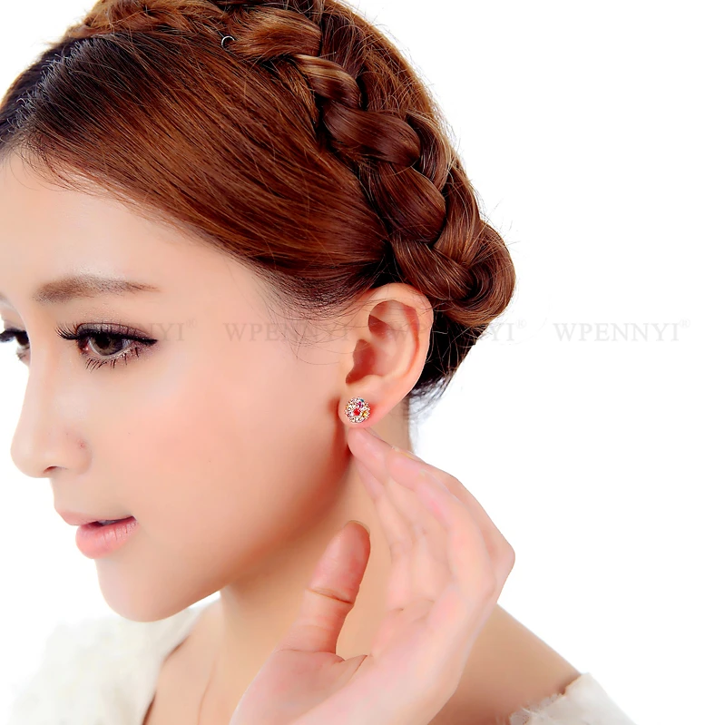 新胧月三色圆球耳钉 7